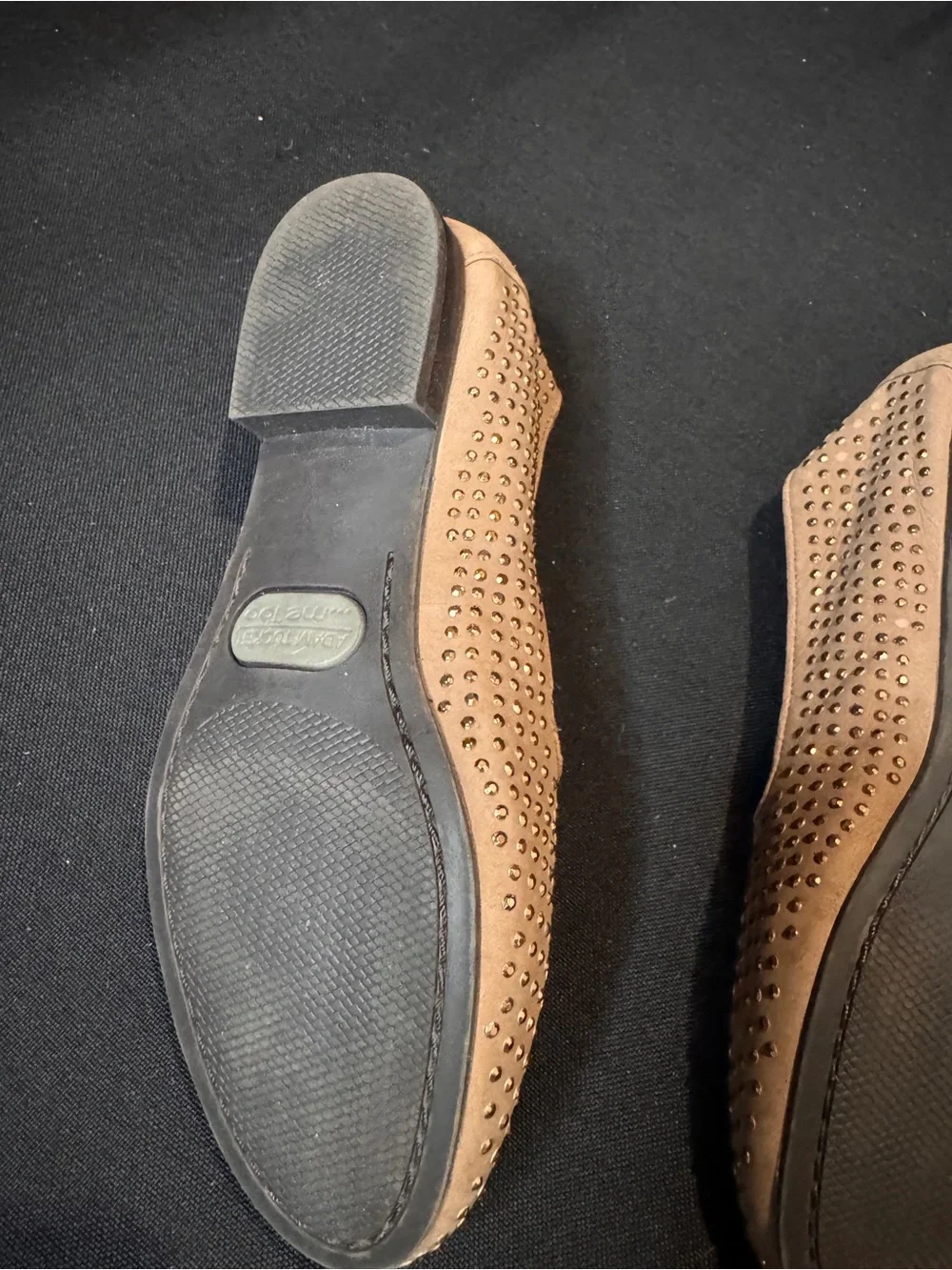 Adam Tucker Nude Studded Slip-On Loafers